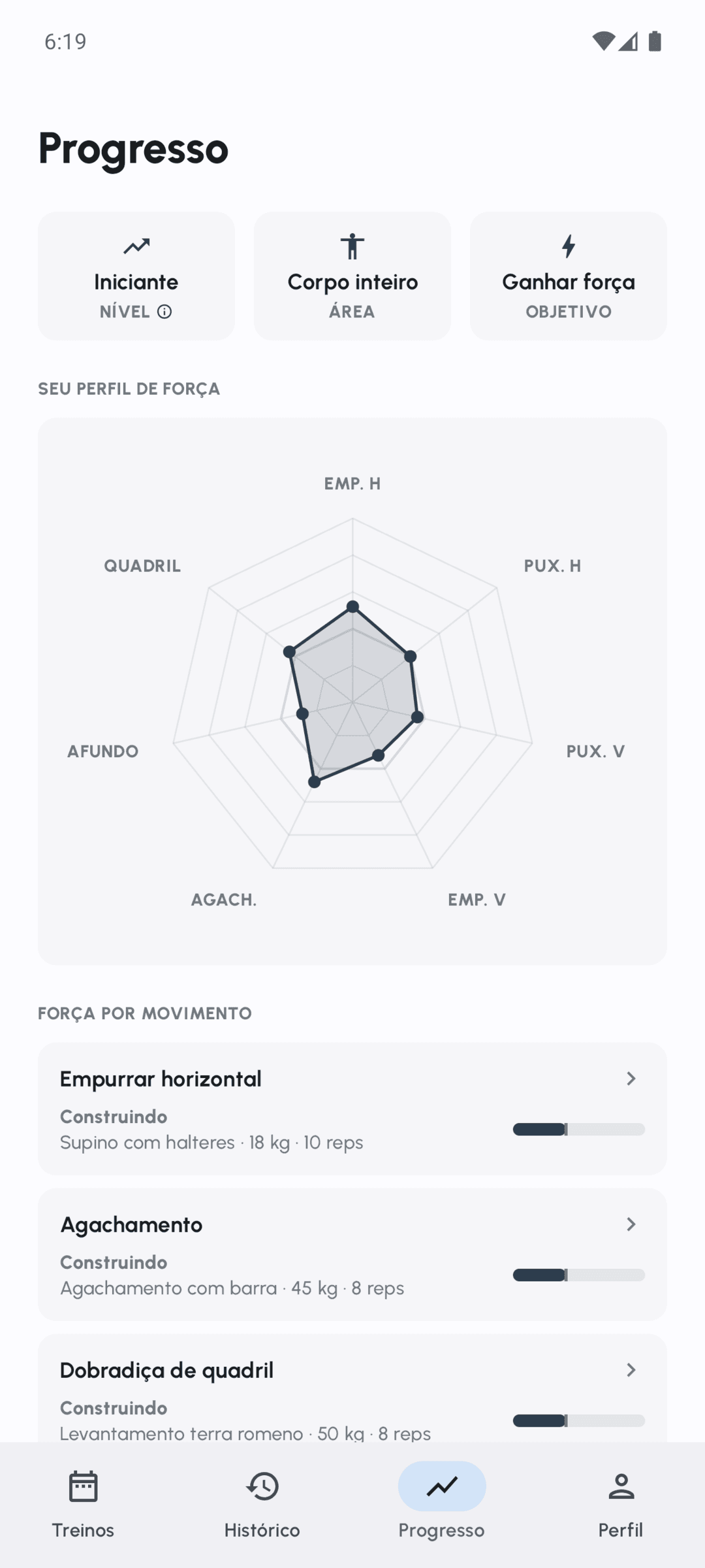 Ecrãs do Fersonal com um treino ativo, o progresso e uma sessão concluída