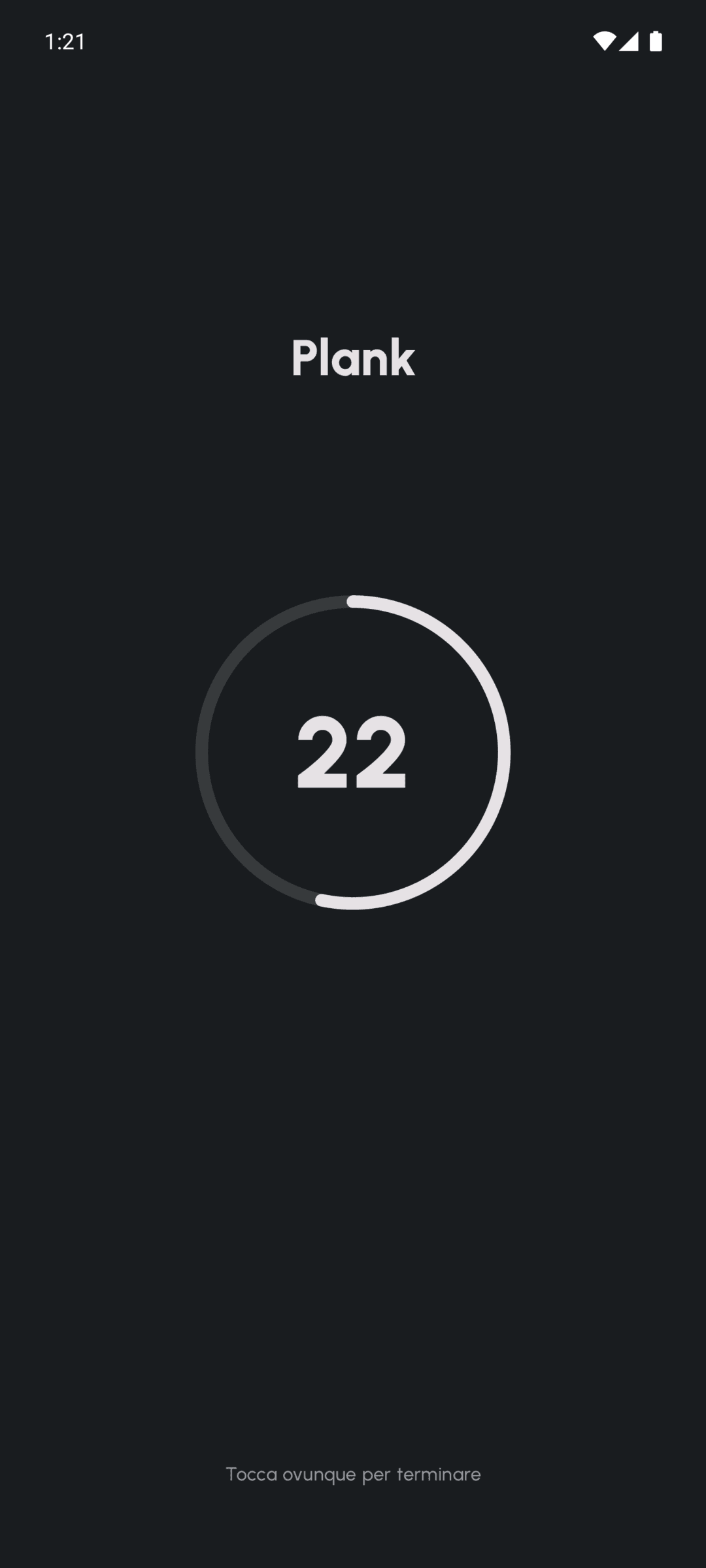 Timer di recupero di Fersonal durante un allenamento