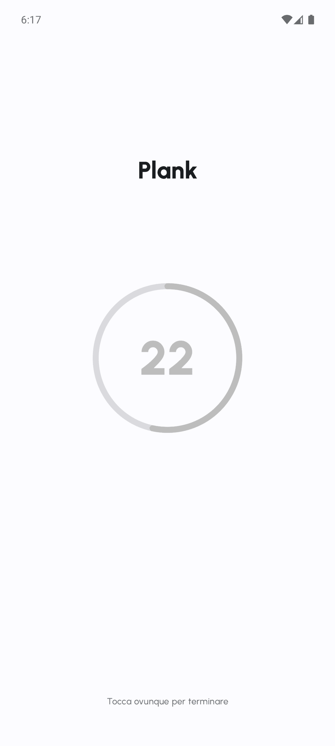 Timer di recupero di Fersonal durante un allenamento